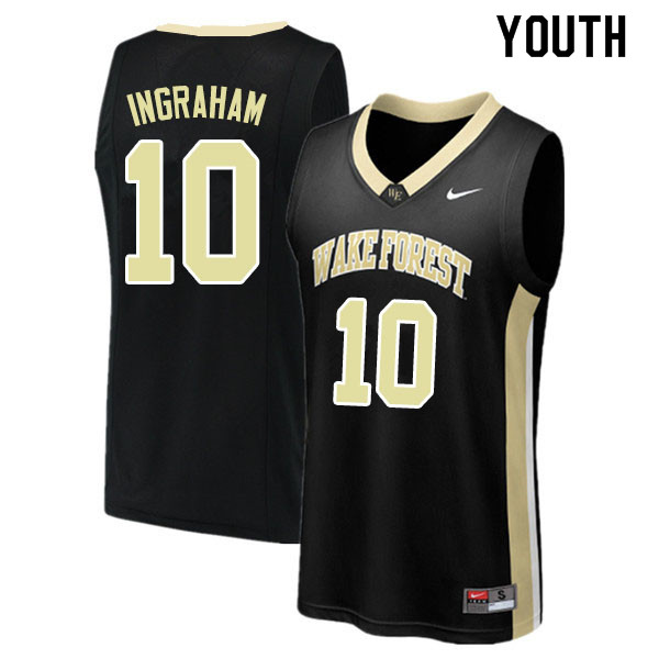 Youth #10 Tariq Ingraham Wake Forest Demon Deacons College Basketball Jerseys Sale-Black - Click Image to Close